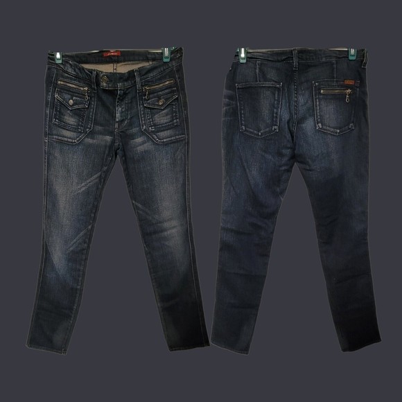7 For All Mankind Low Rise 6 Pocket Straight Leg Jeans Size 28x34 - Picture 6 of 8